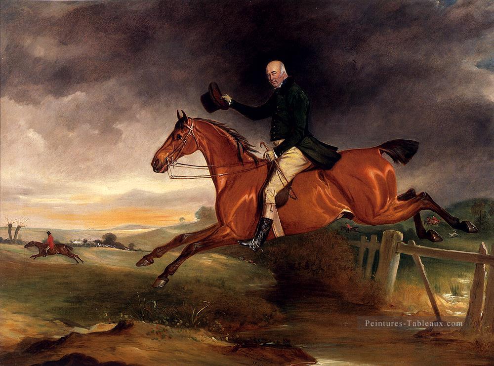 M. George Marriott sur son chasseur Bay prenant une clôture Cheval John Ferneley Snr Peintures à l'huile